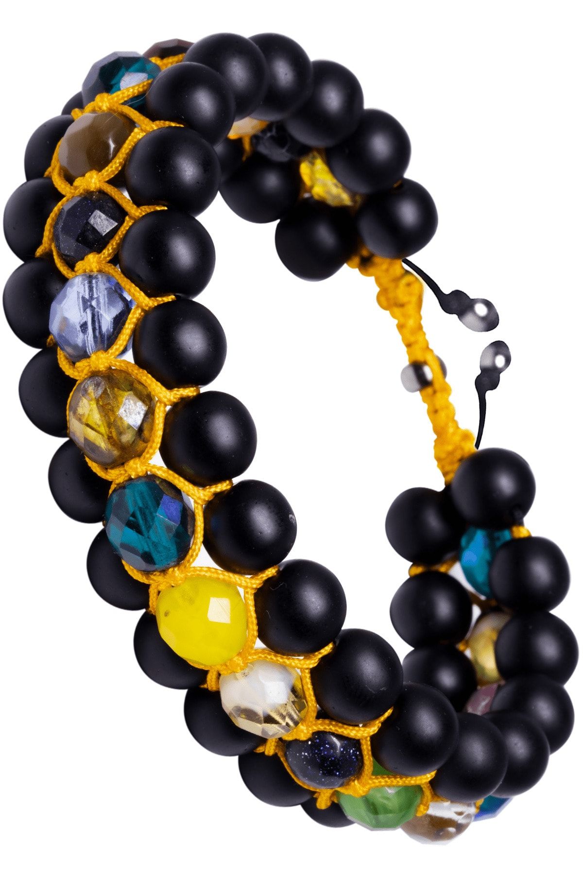 Sertifikalı Fasetli Doğal Jasper Kuvars Oniks Hematit Taşı 7 Çakra Bileklik Turuncu Renk