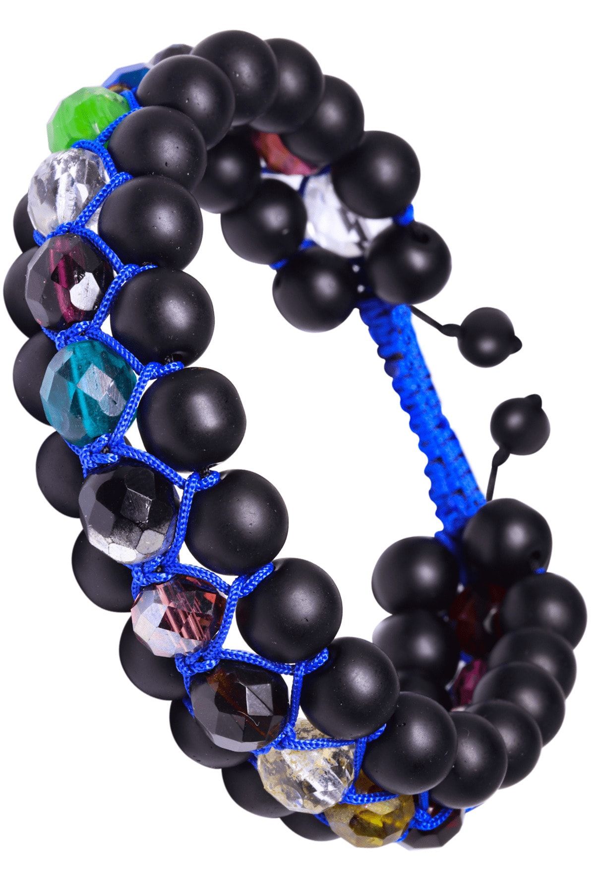 Sertifikalı Fasetli Doğal Jasper Kuvars Oniks Hematit Taşı 7 Çakra Bileklik Mavi Renk