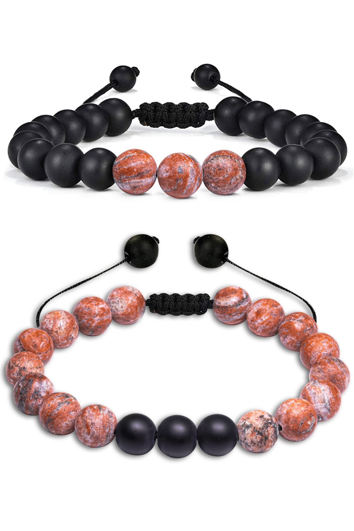 Sertifikalı Kahverengi Jasper Taşı Makrome Doğal Taş Bileklik