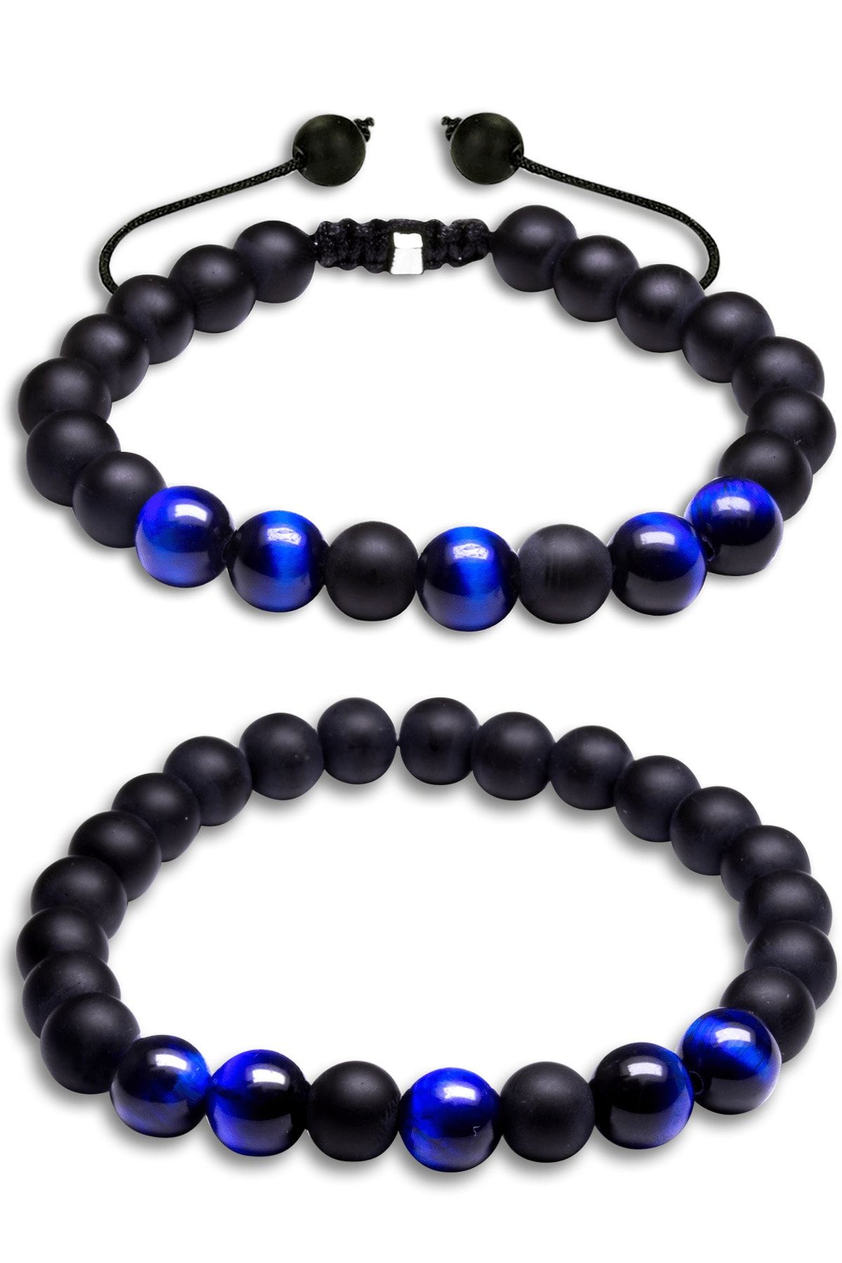 Sertifikalı Doğal Mavi Siyah Renk Doğal Taş Bileklik Seti