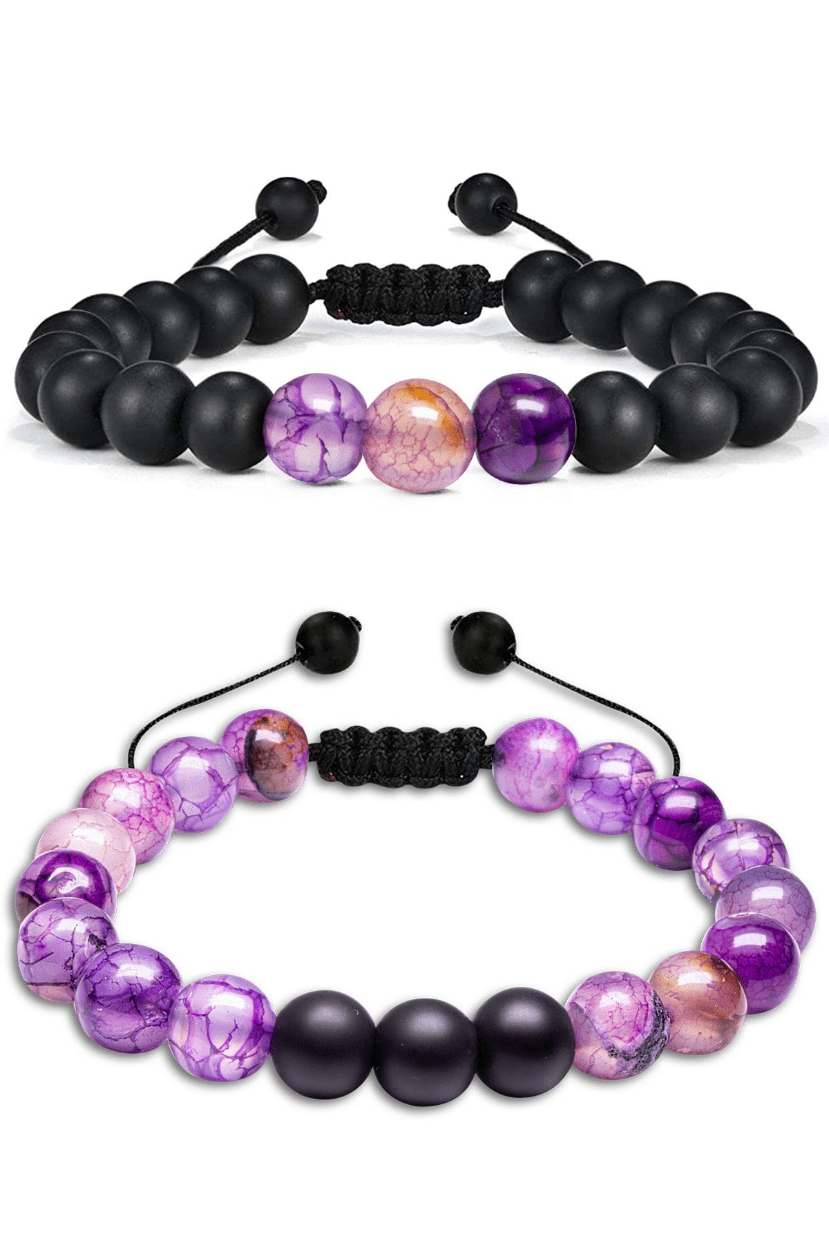 Sertifikalı Yüksek Kalite Ametist Taşı Doğal Taş Bileklik Seti