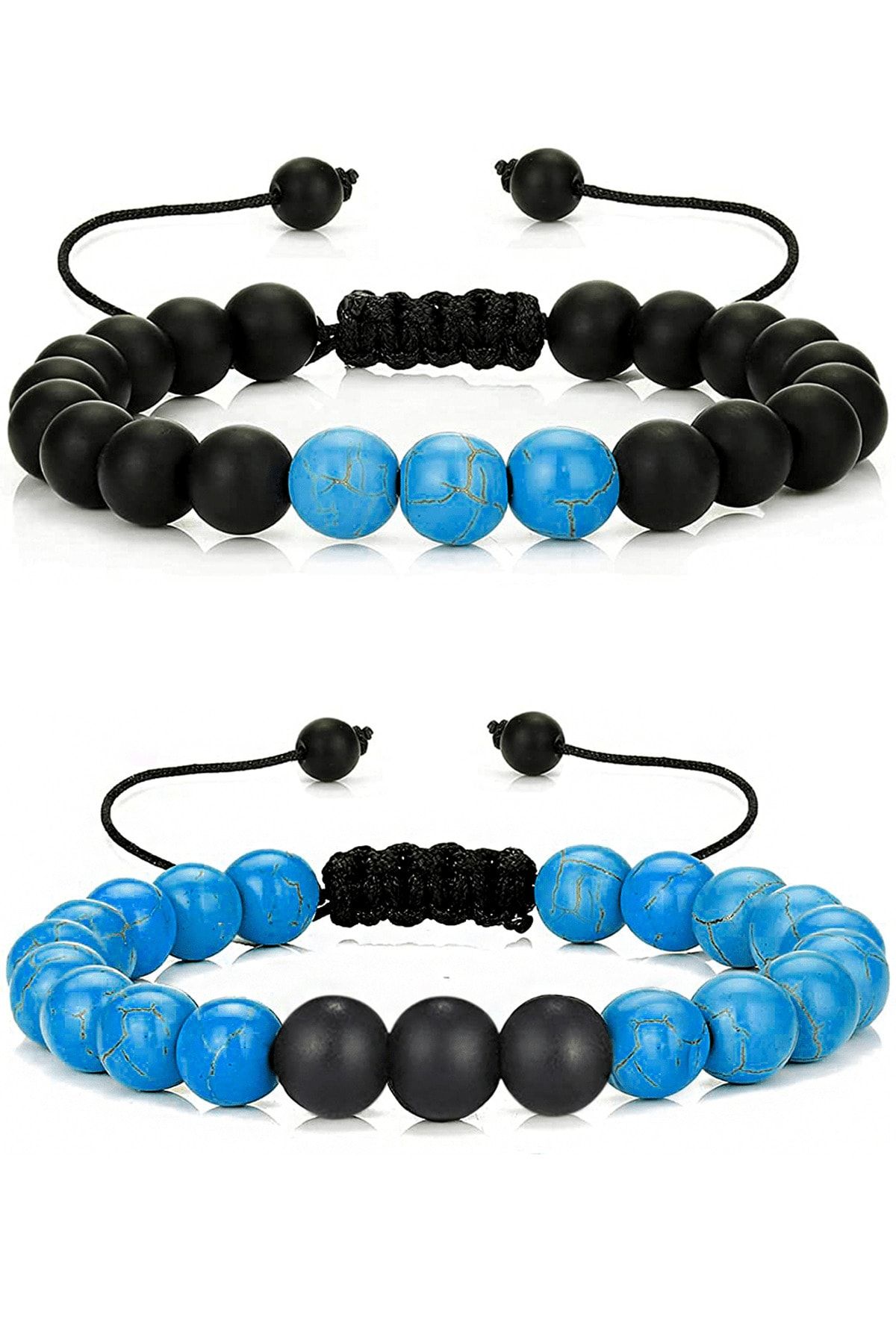 Sertifikalı Gerçek Turkuaz Firuze Taşı Çift Doğal Taş Bileklik Seti Doğal Mavi Firuze Renk