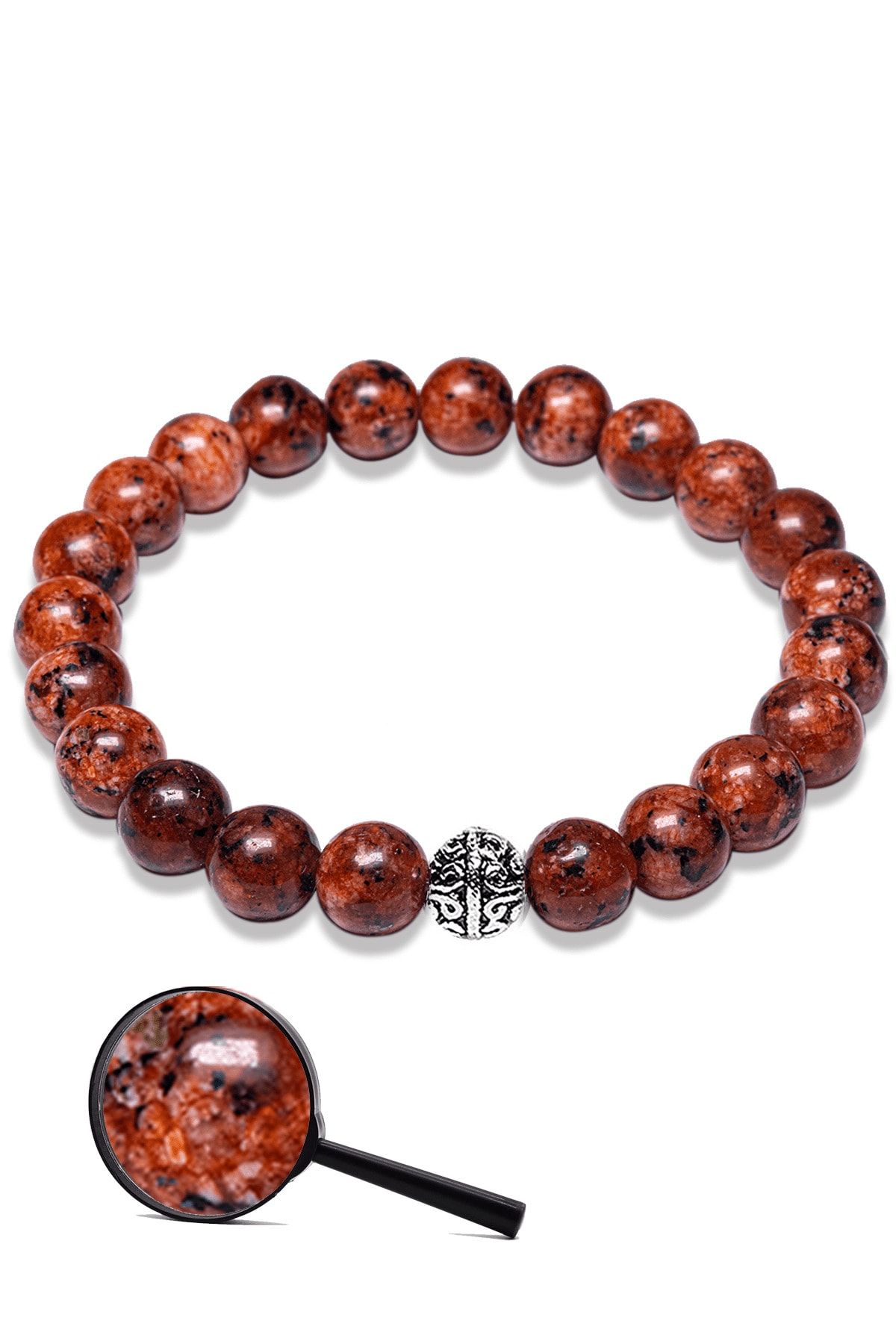 Sertifikalı Boyasız Kırmızı Mercan Taşı Bileklik (Gümüş Aparatlı) Kırmızı Renk