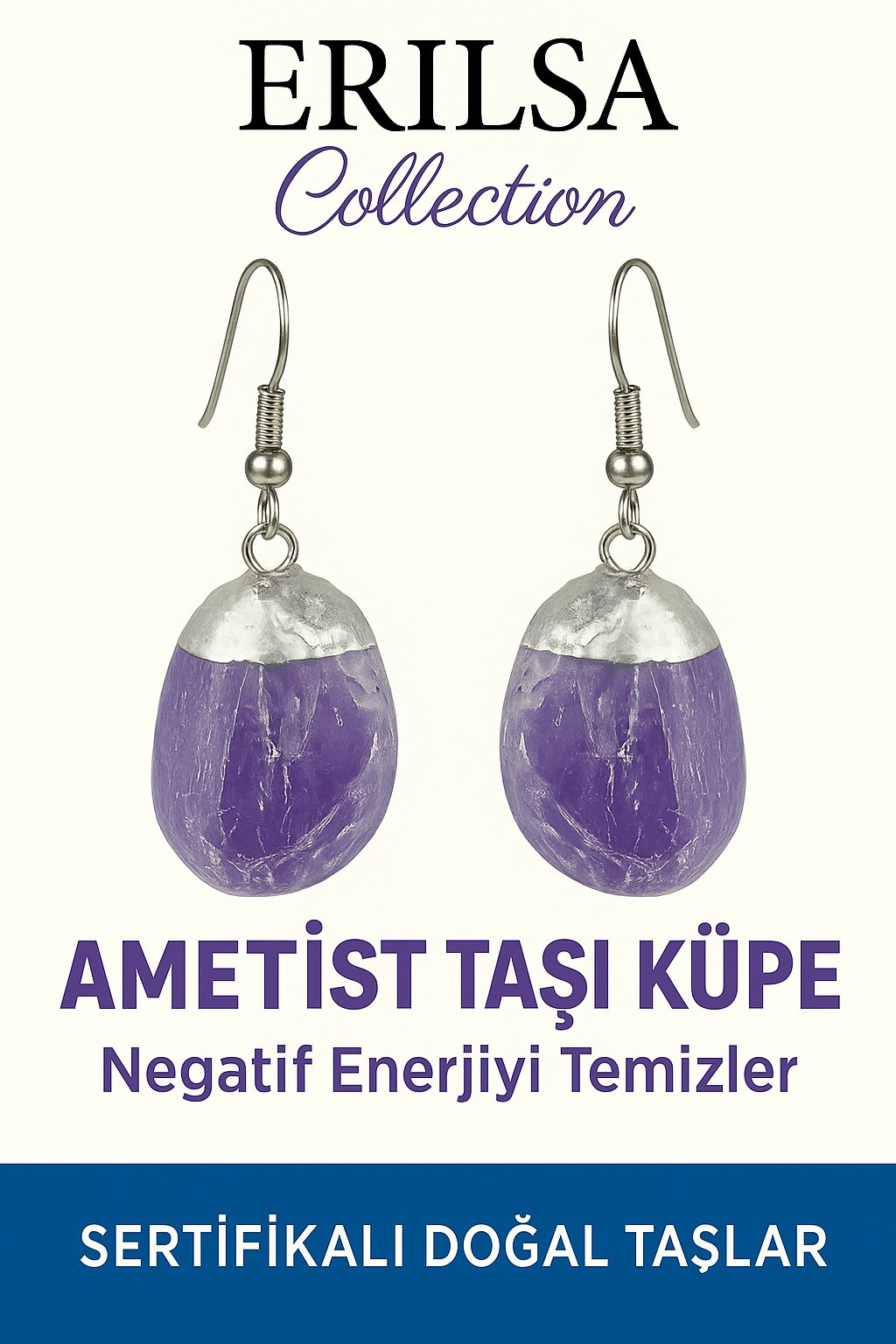Sertifikalı Ametist Taşı Küpe – Zihinsel Sakinlik, Arınma ve Negatif Enerjiye Karşı Koruma