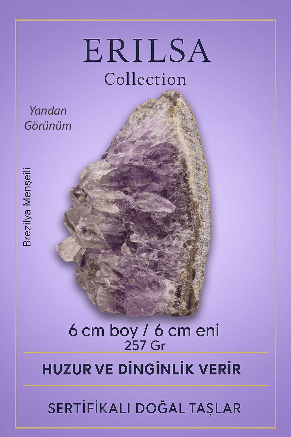 Sertifikalı Ametist Taşı Kütlesi 257 Gr – Ham Doğal Kristal Dekoratif Taş Parçası