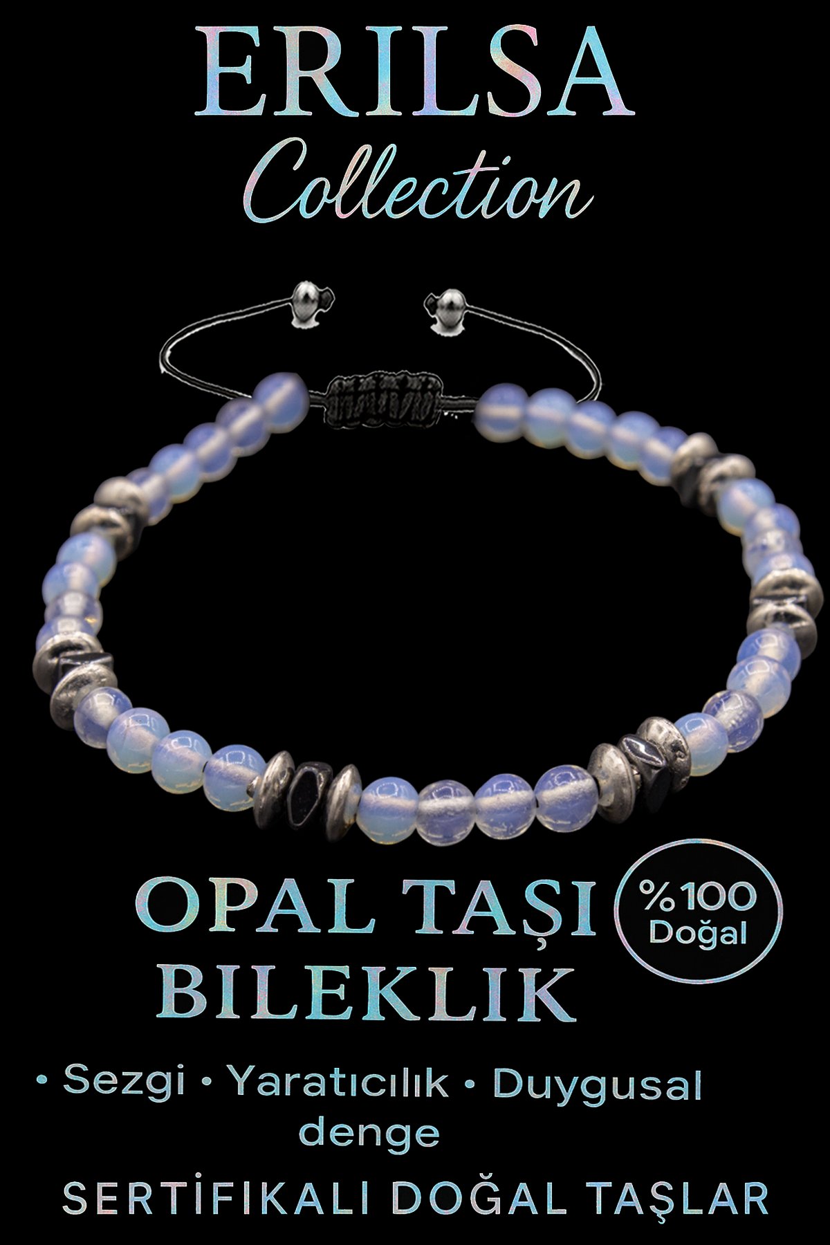 Sertifikalı Fasetli AAA+ Terahertz ve Opal Taşı Bileklik – İnce Model Yaratıcı İlham