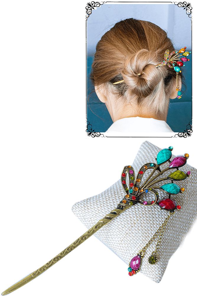 Sertifikalı Japon Stil Topuz Model Çakra Kuvars Taşlı Saç Tokası