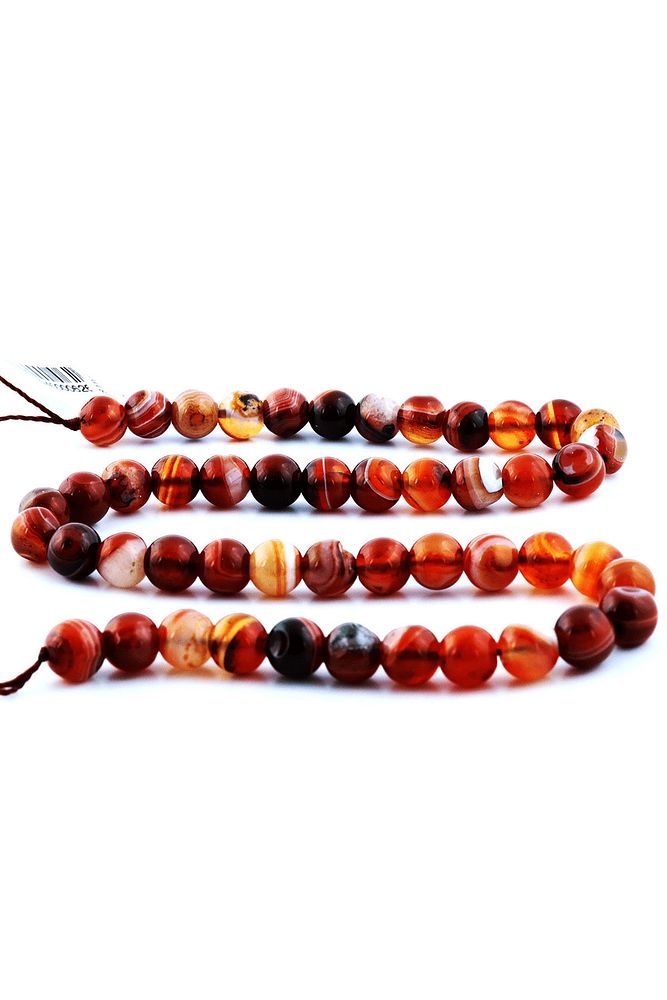 Koyu Turuncu Damarlı Doğal Akik Taşı Dizi