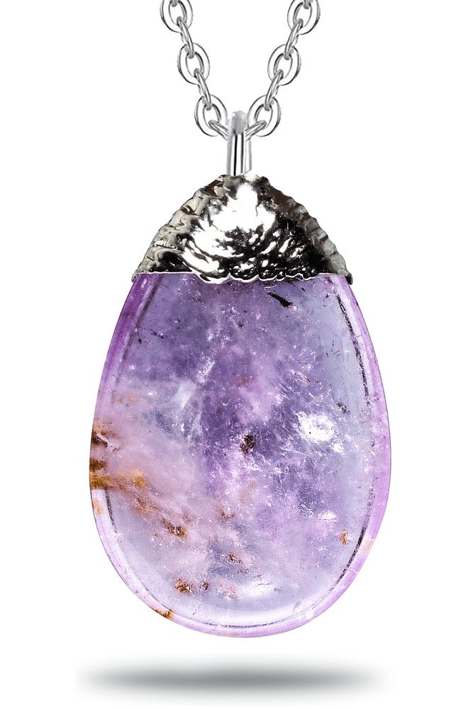 Sertifikalı Doğal Şeffaf Ametist Taşı Kolye