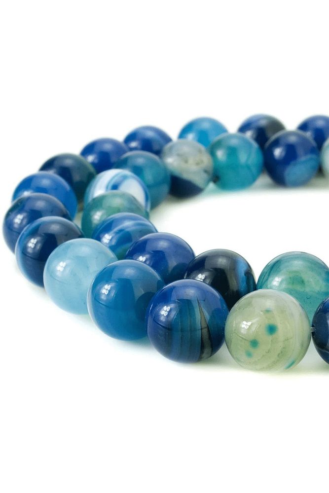 Mavi Renk Doğal Akik Taşı Dizi