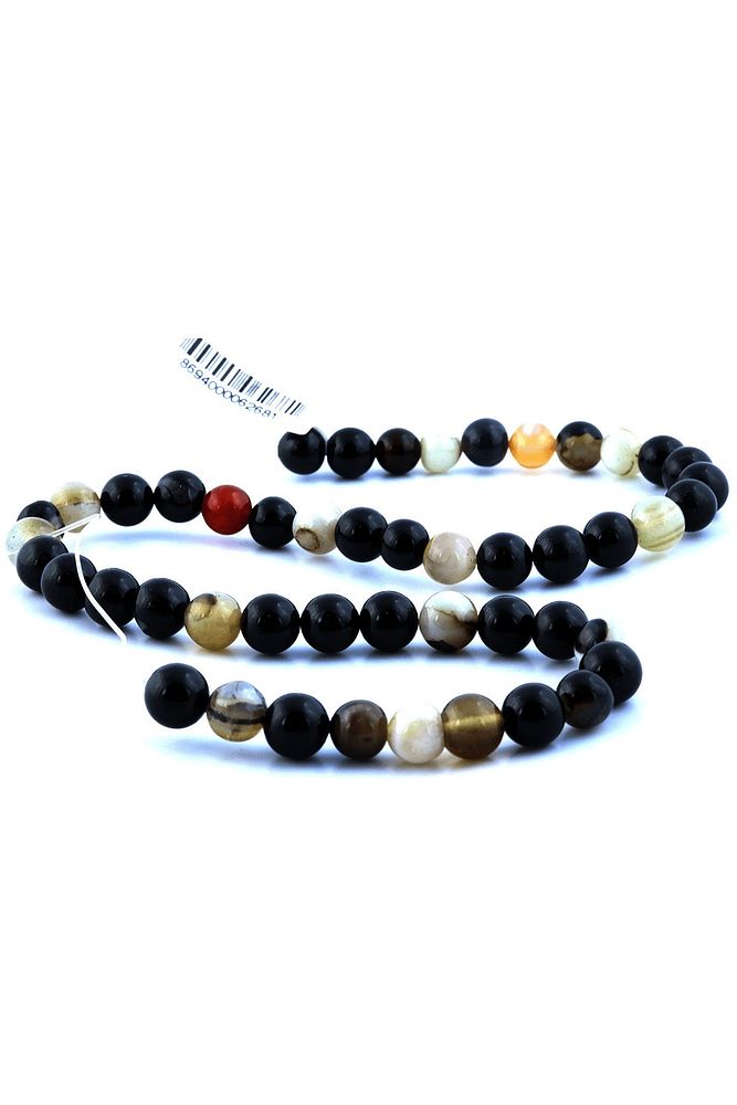 Siyah Beyaz Doğal Akik Taşı Dizi