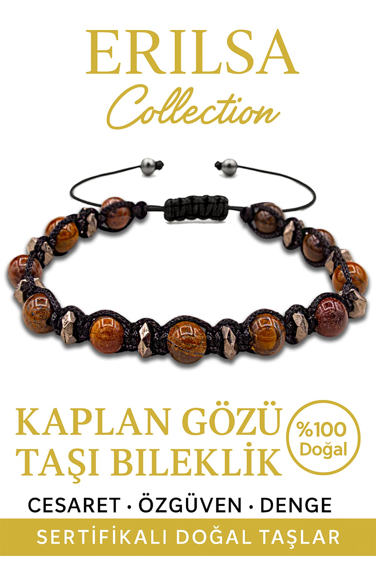 Sertifikalı Gerçek Terahertz Kaplan Gözü Taşı Bileklik – Koruma ve Özgüven