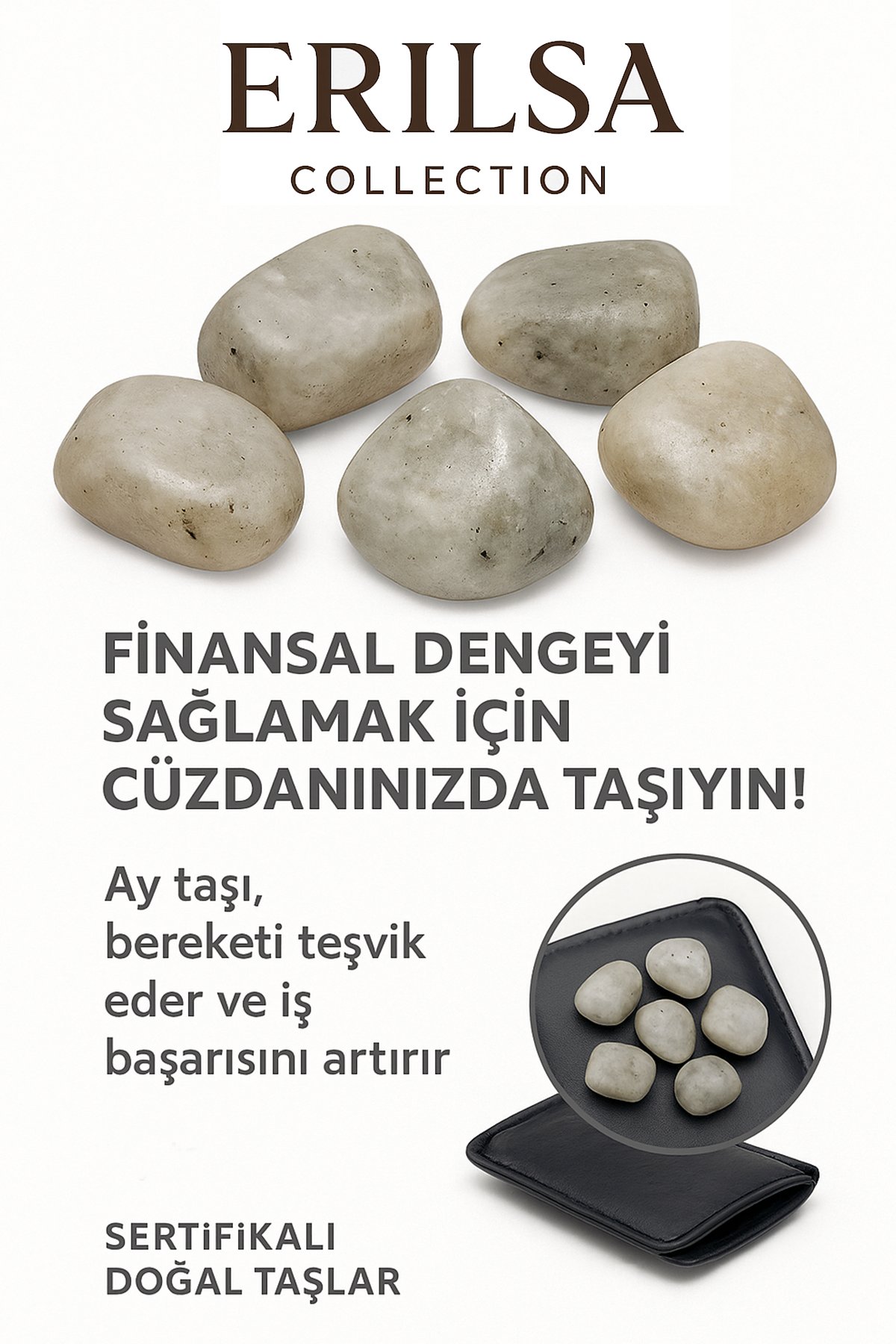 Sertifikalı Cüzdan Boy Yansımalı Ay Taşı Kütle -  Duygusal Denge ve İçsel Uyum Sağlar