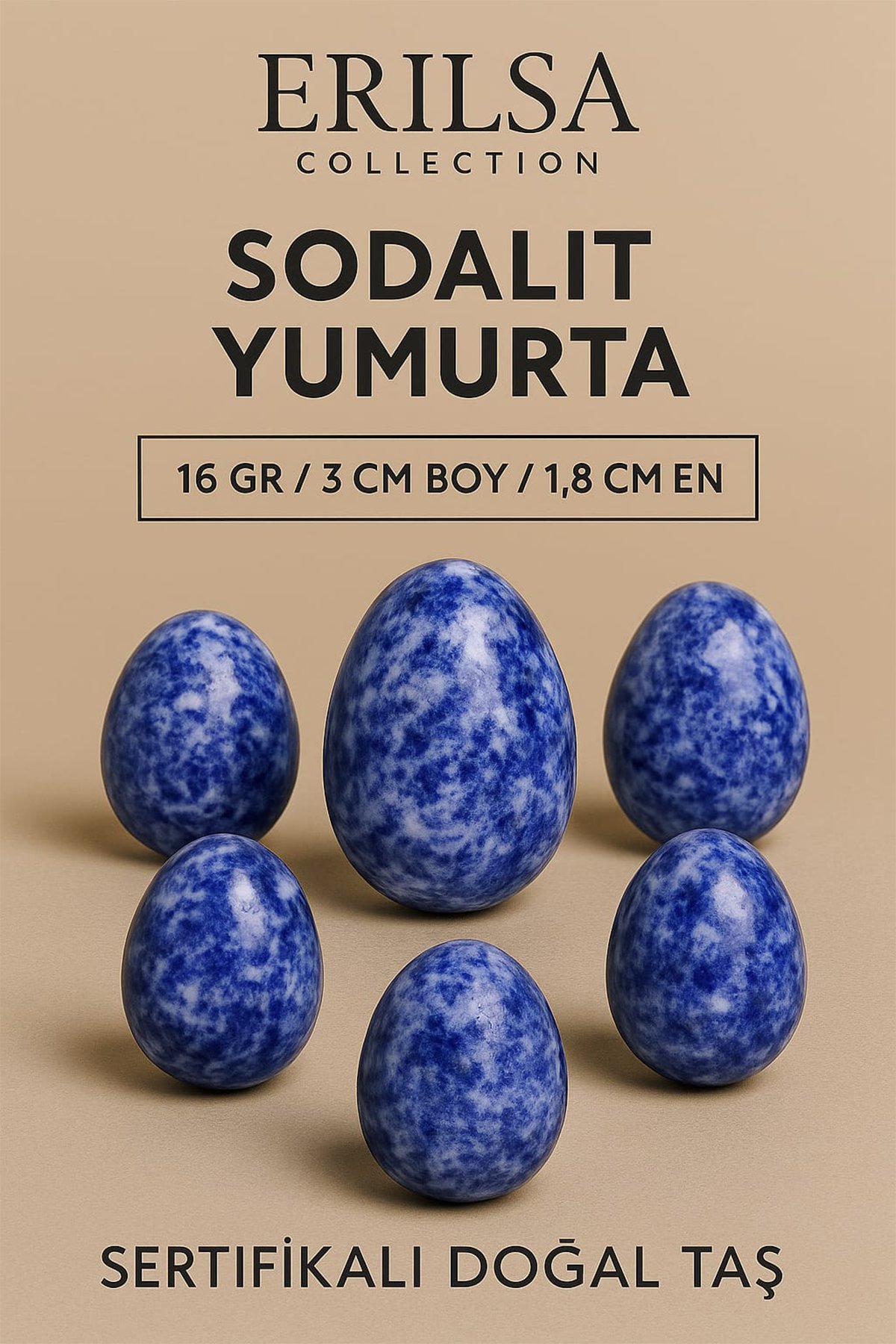 Sertifikalı Sodalit Yumurta Doğal El Taşı – İç Görü, Netlik ve Zihinsel Sakinlik Taşı