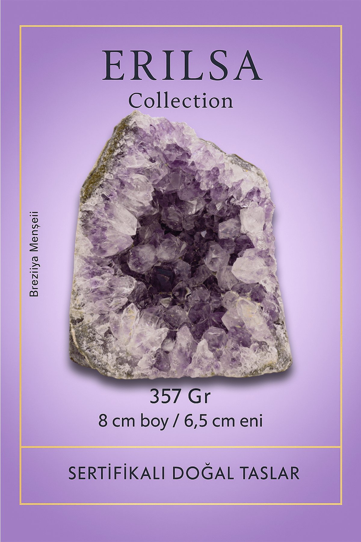 Sertifikalı Ametist Jeod Taşı Kütlesi 357 Gr – Ham Doğal Kristal Dekoratif Taş Parçası