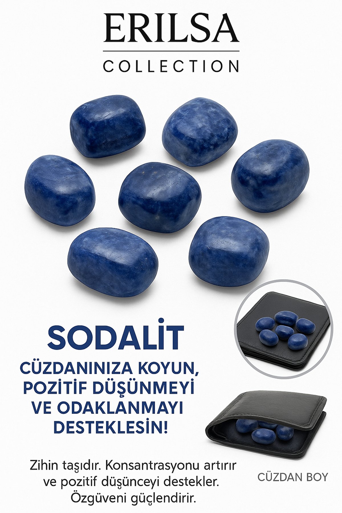 Sertifikalı Cüzdan Boy Sodalit Taşı Kütle - Zihinsel Netlik ve İfade Gücü Kazandırır