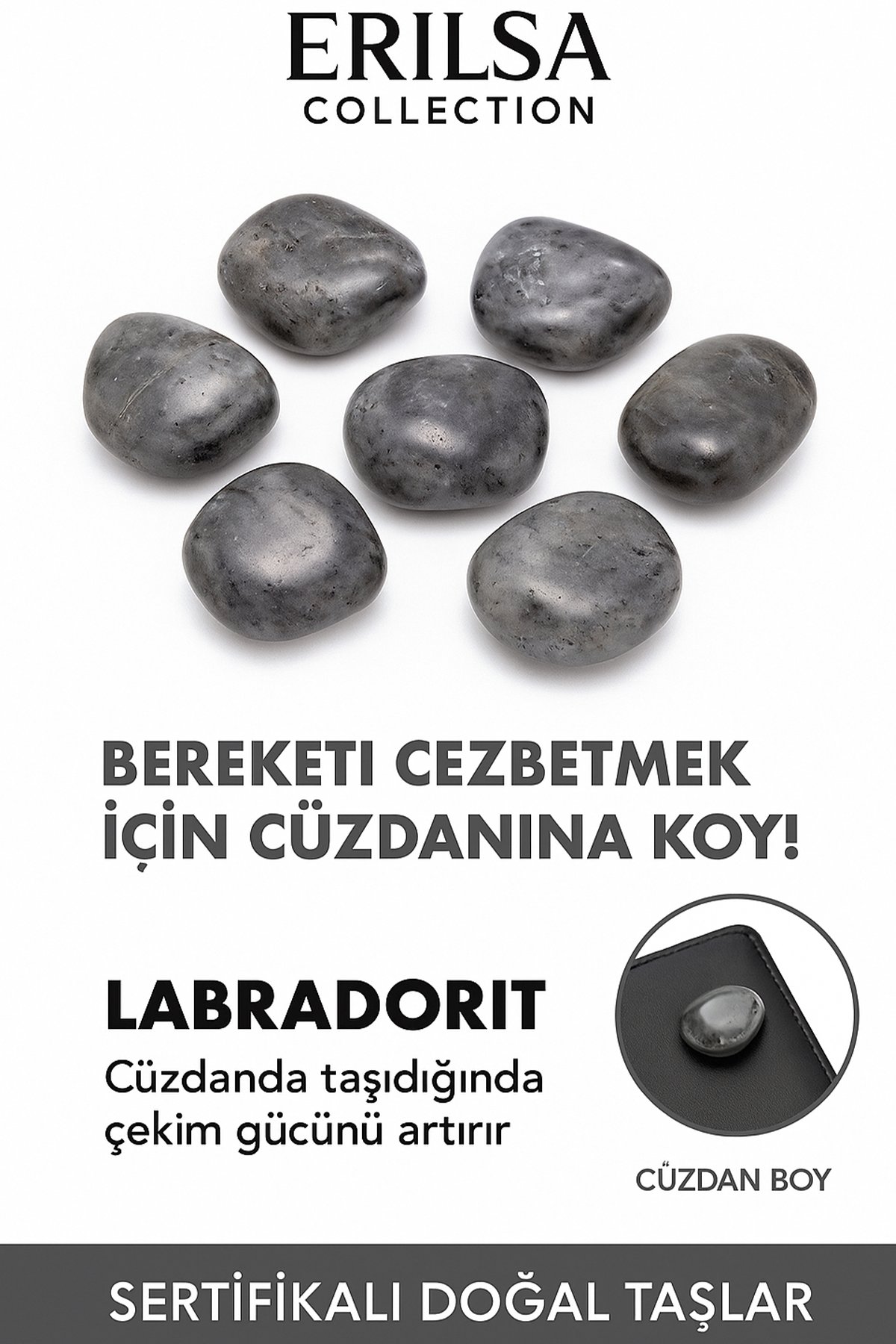 Sertifikalı Cüzdan Boy Yansımalı Labradorit Taşı – Spekrolit Güçlü Sezgi ve Koruma Hissi Sağlar