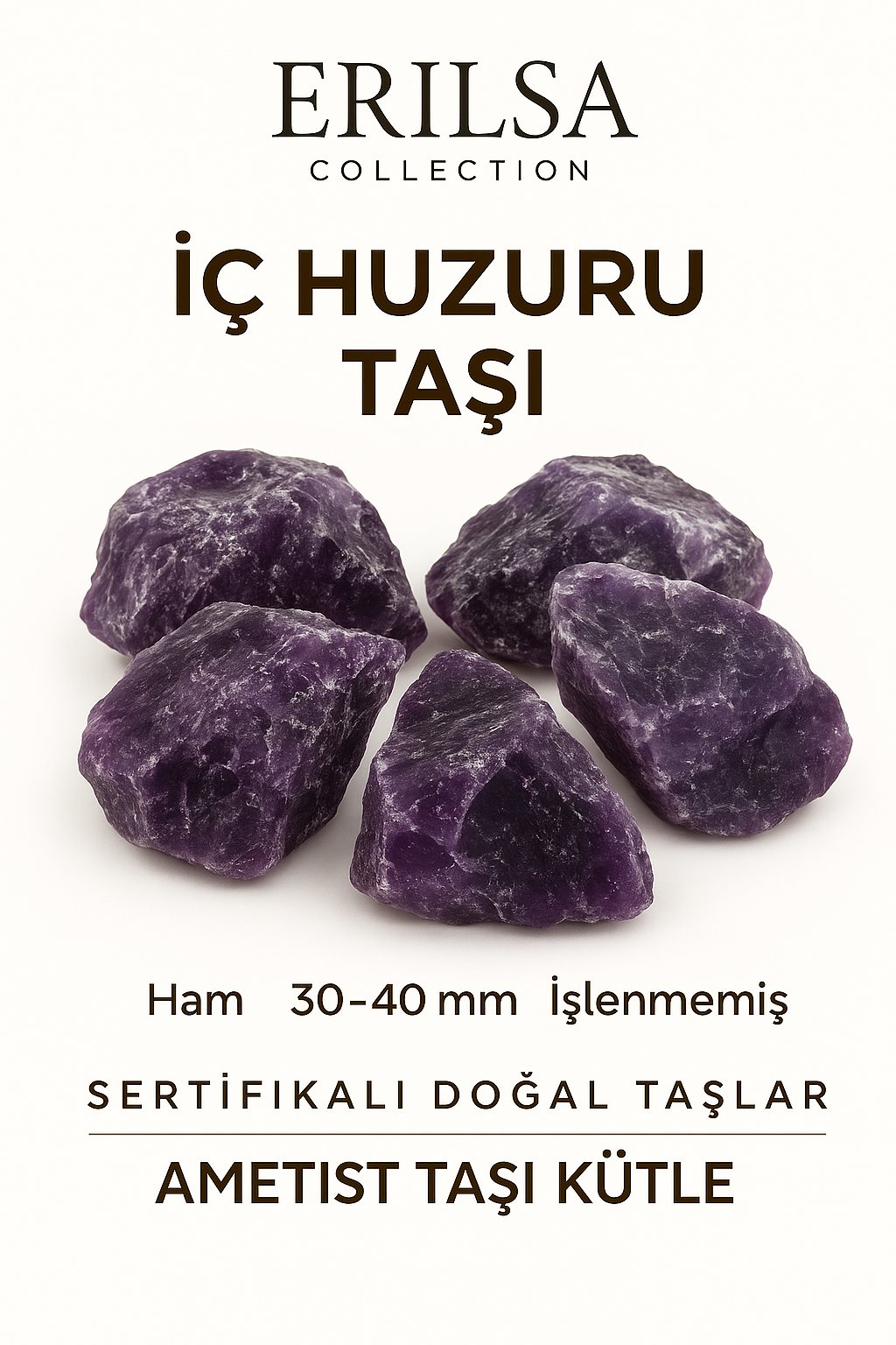 Sertifikalı Ham İşlenmemiş Koyu Ametist Taşı Kütle – El Taşı - Derin Arınma Spiritüel Güç Kaynağı