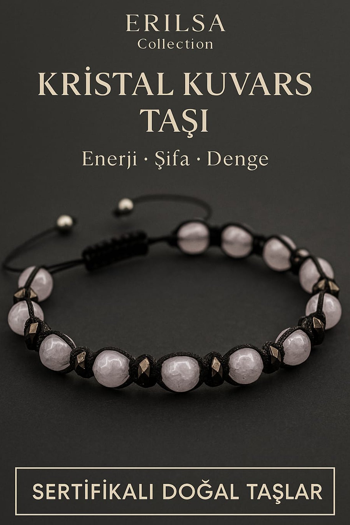 Sertifikalı Kristal Kuvars ve Terahertz Taşı Bileklik – Arınma, Netlik ve Zihinsel Denge