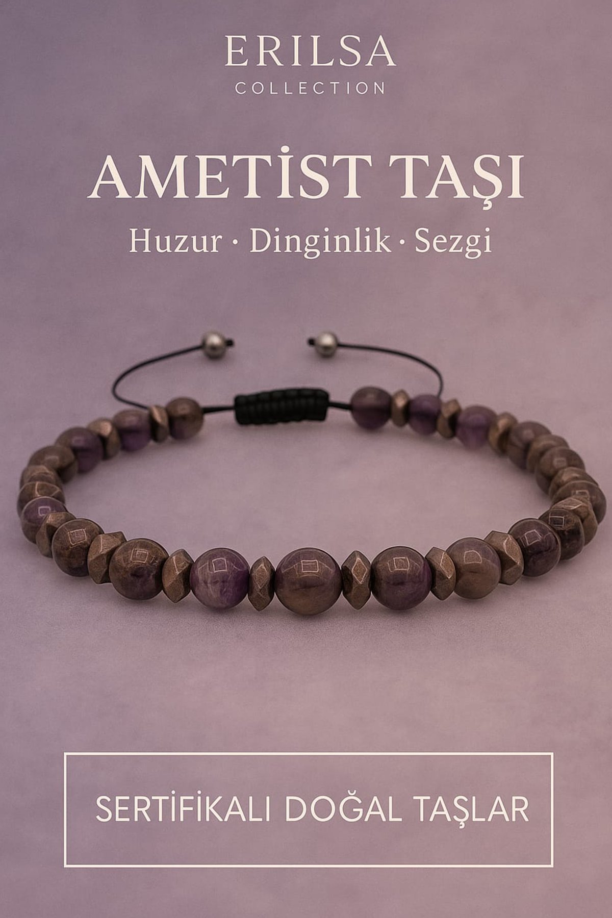 Sertifikalı Premium Ametist Taşı Bileklik – Huzur, Sezgi ve Ruhsal Dinginlik