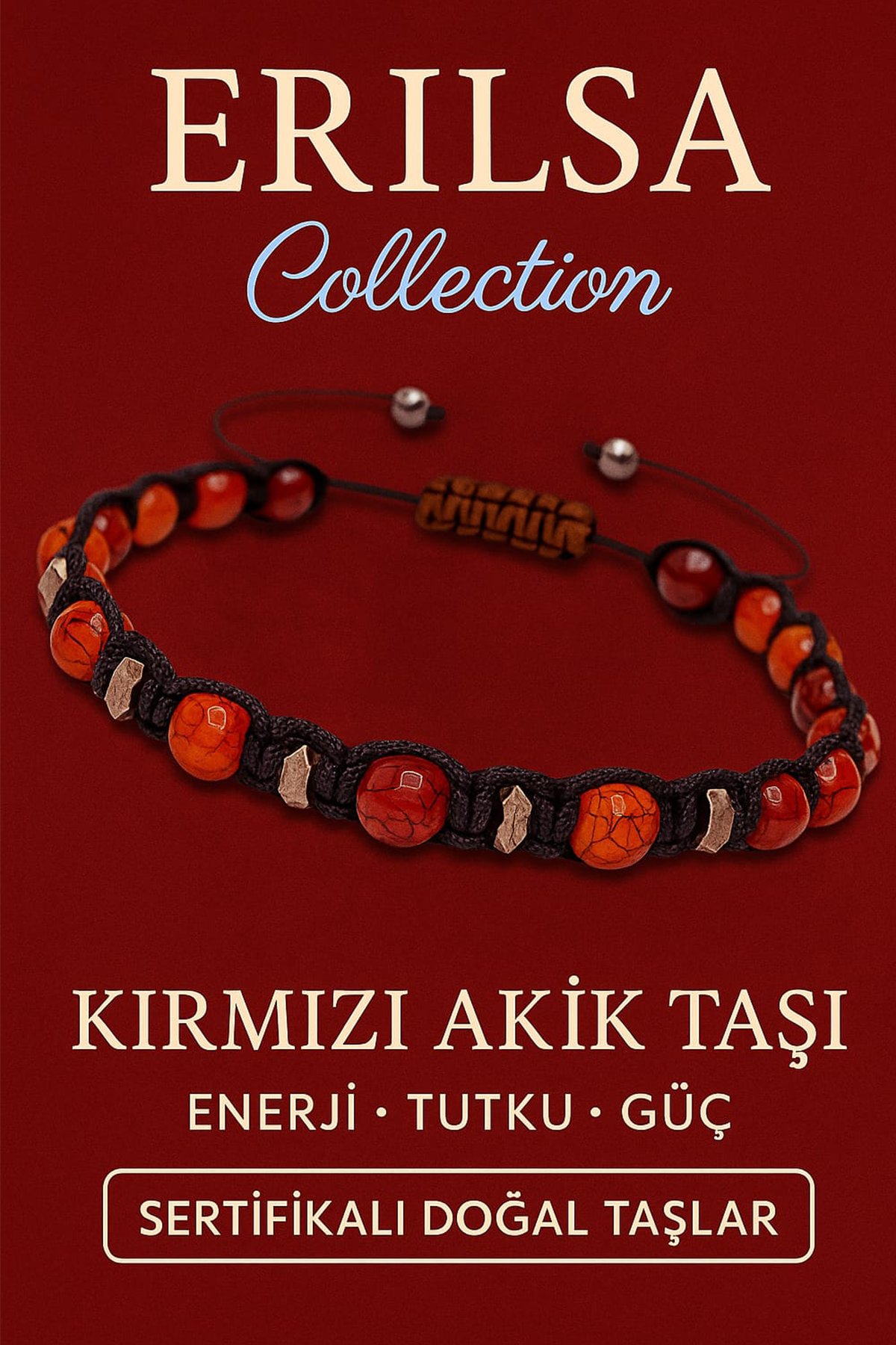Sertifikalı Kırmızı Akik ve Terahertz Taşı Bileklik – Tutku, Güç ve Odaklanma Enerjisini Yükseltir