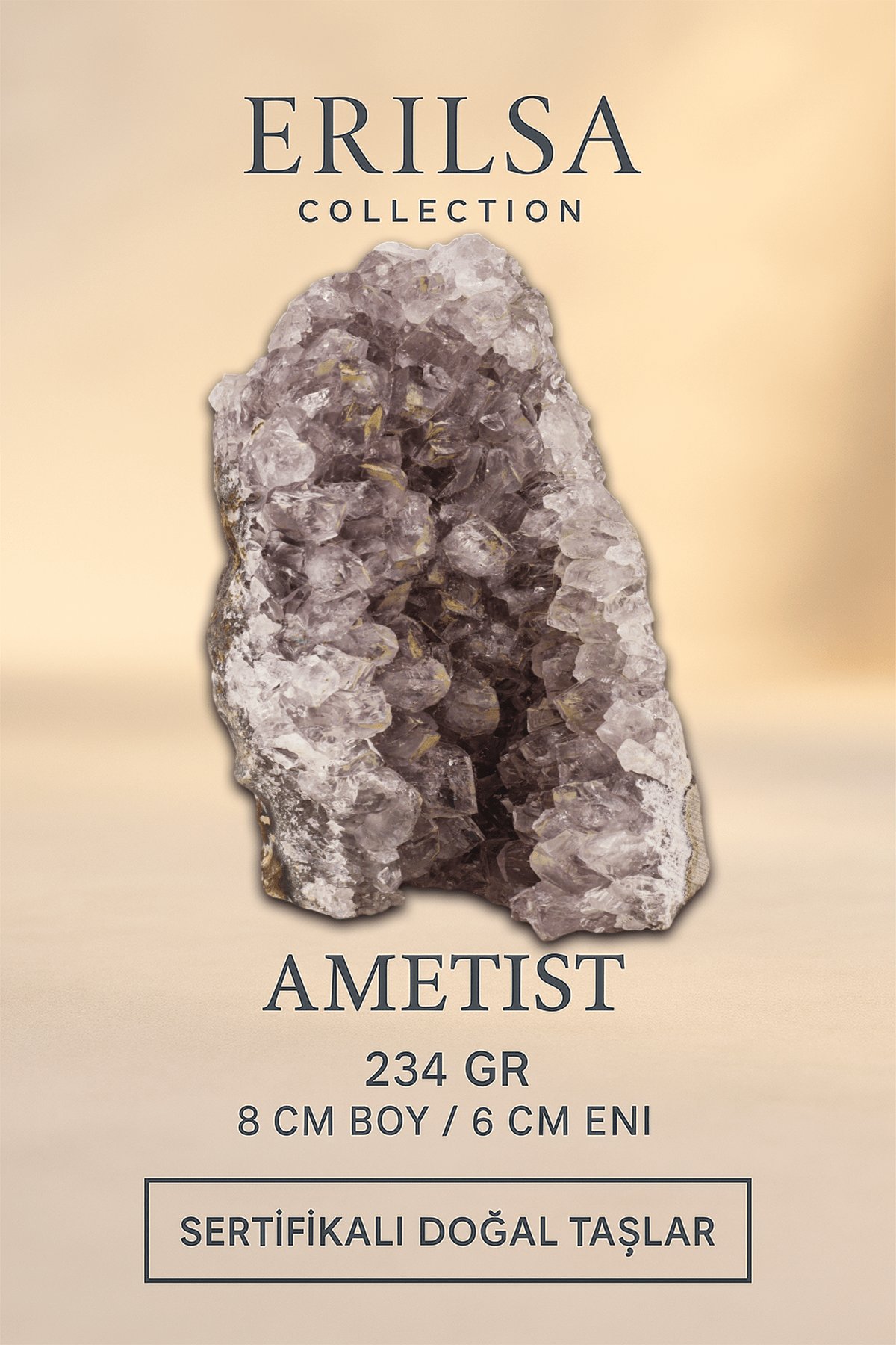 Sertifikalı Ametist Taşı Kütlesi 234 Gr – Ham Doğal Kristal Dekoratif Taş Stresi Azalt Huzur Ver