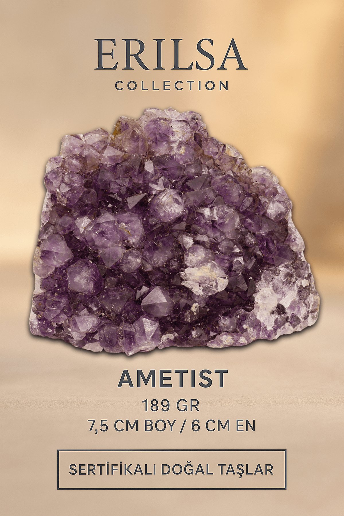 Sertifikalı Ametist Taşı Kütlesi 189 Gr – Ham Doğal Kristal Dekoratif Taş Stresi Azalt ve Huzur Ver