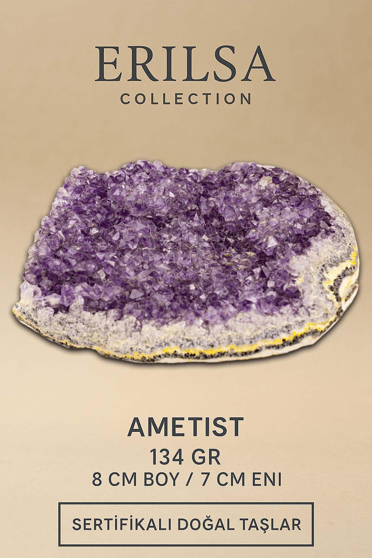 Sertifikalı Ametist Taşı Kütlesi 134 Gr – Ham Doğal Kristal Dekoratif Taş Stresi Azalt Huzur Ver
