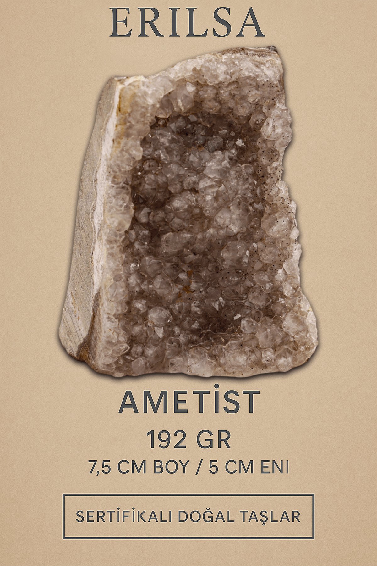 Sertifikalı Ametist Taşı Kütlesi 192 Gr Kristal Dekoratif Taş Stresi Azalt Huzur Ver