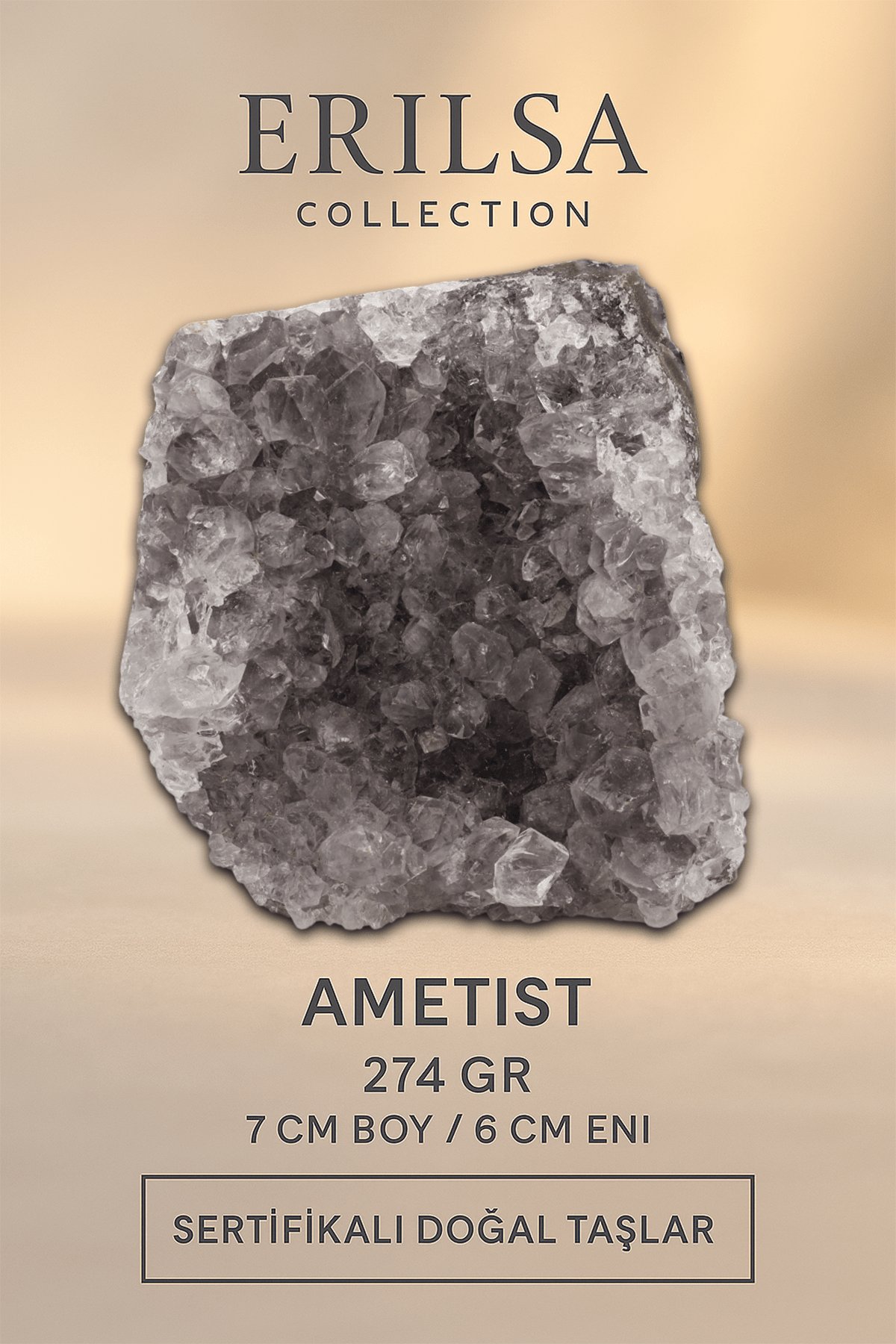 Sertifikalı Ametist Taşı Kütlesi 274 Gr – Ham Doğal Kristal Dekoratif Taş Stresi Azalt Huzur Ver
