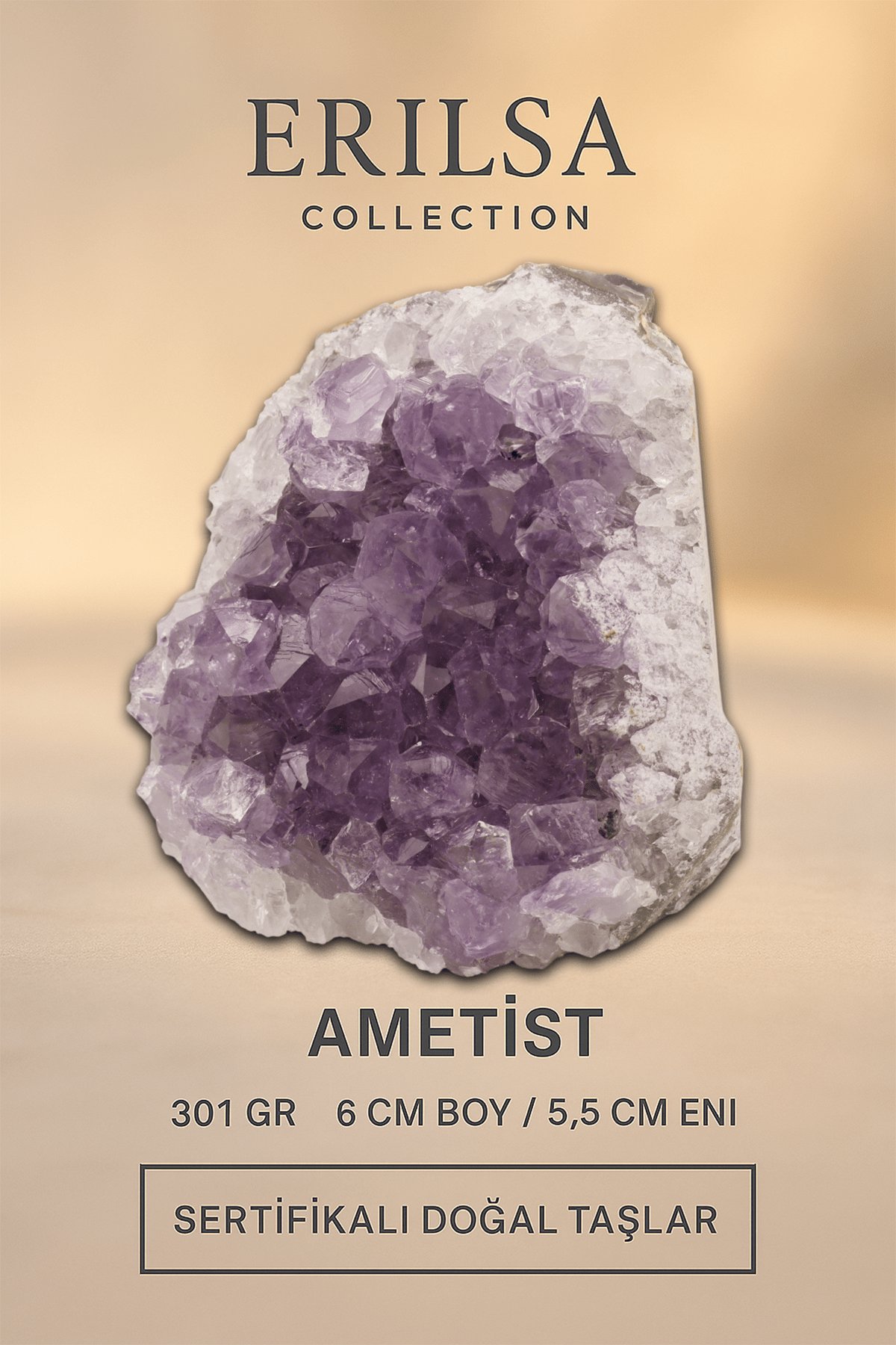 Sertifikalı Ametist Taşı Kütlesi 301 Gr – Ham Doğal Kristal Dekoratif Taş Stres Azaltır Huzur Verir