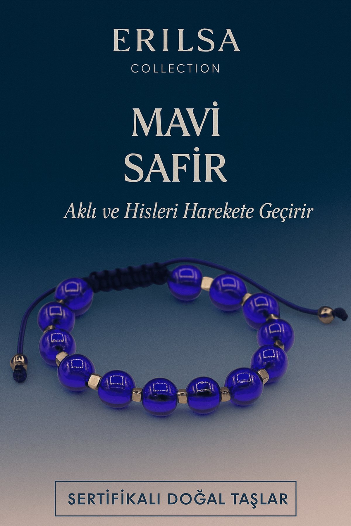 Sertifikalı Sentetik Mavi Safir Taşı Bileklik – Aklı ve Hisleri Güçlendiren Şık Takı