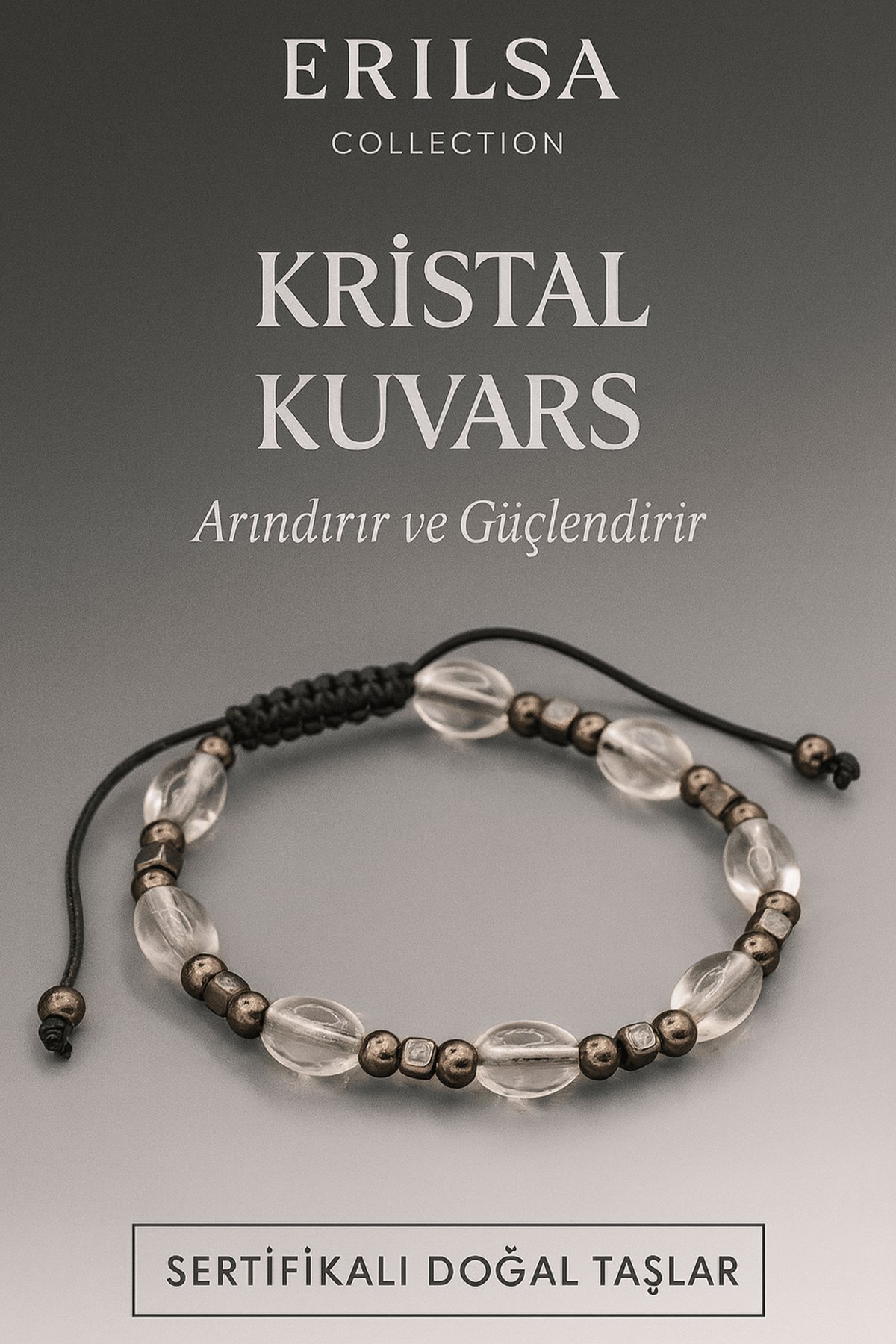 Sertifikalı Kristal Kuvars Doğal Taş Bileklik – Arındırır ve Güçlendirir