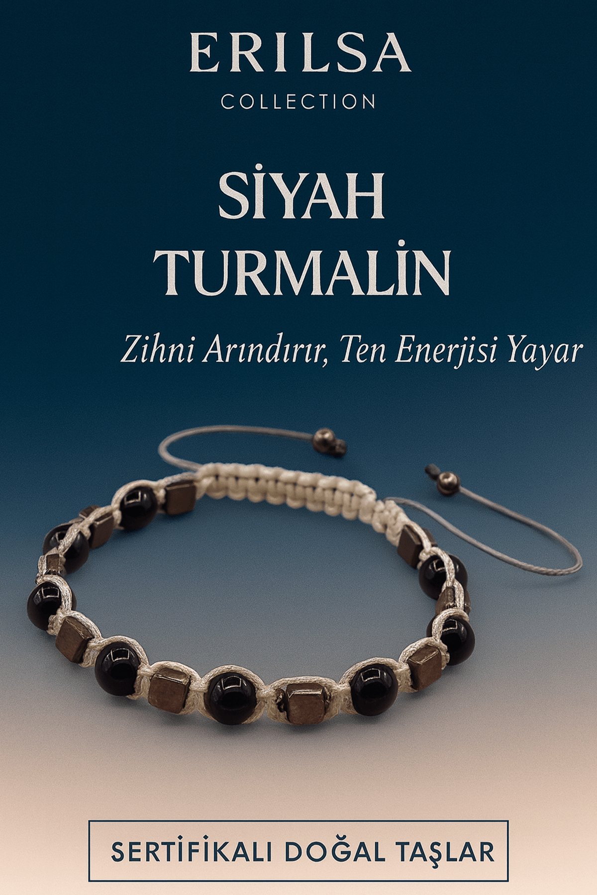 Sertifikalı Doğal Siyah Turmalin Taşı Bileklik – Negatif Enerjiyi Arındıran Şık El Yapımı Takı