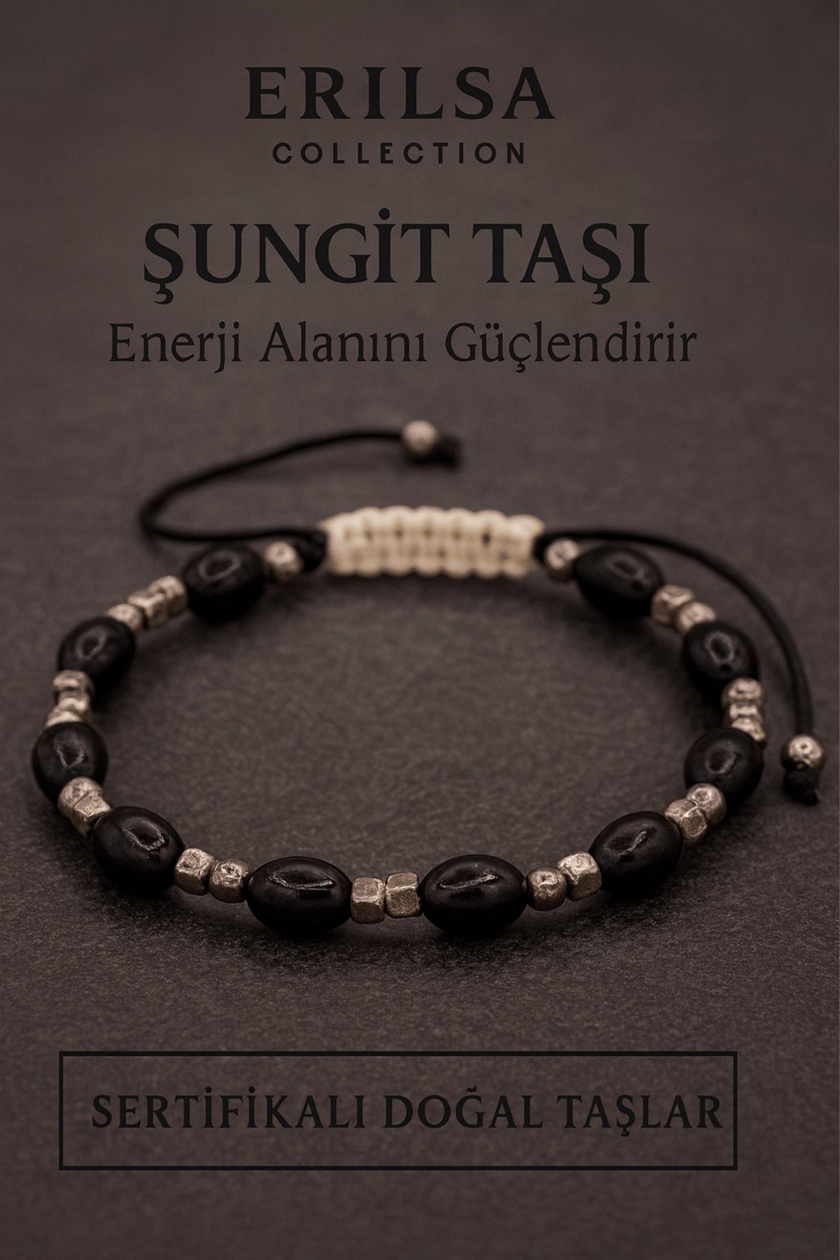 Sertifikalı Ham İşlenmemiş Shungite Şungit Taşı Bileklik - Doğal Enerji Koruyucu Unisex Takı