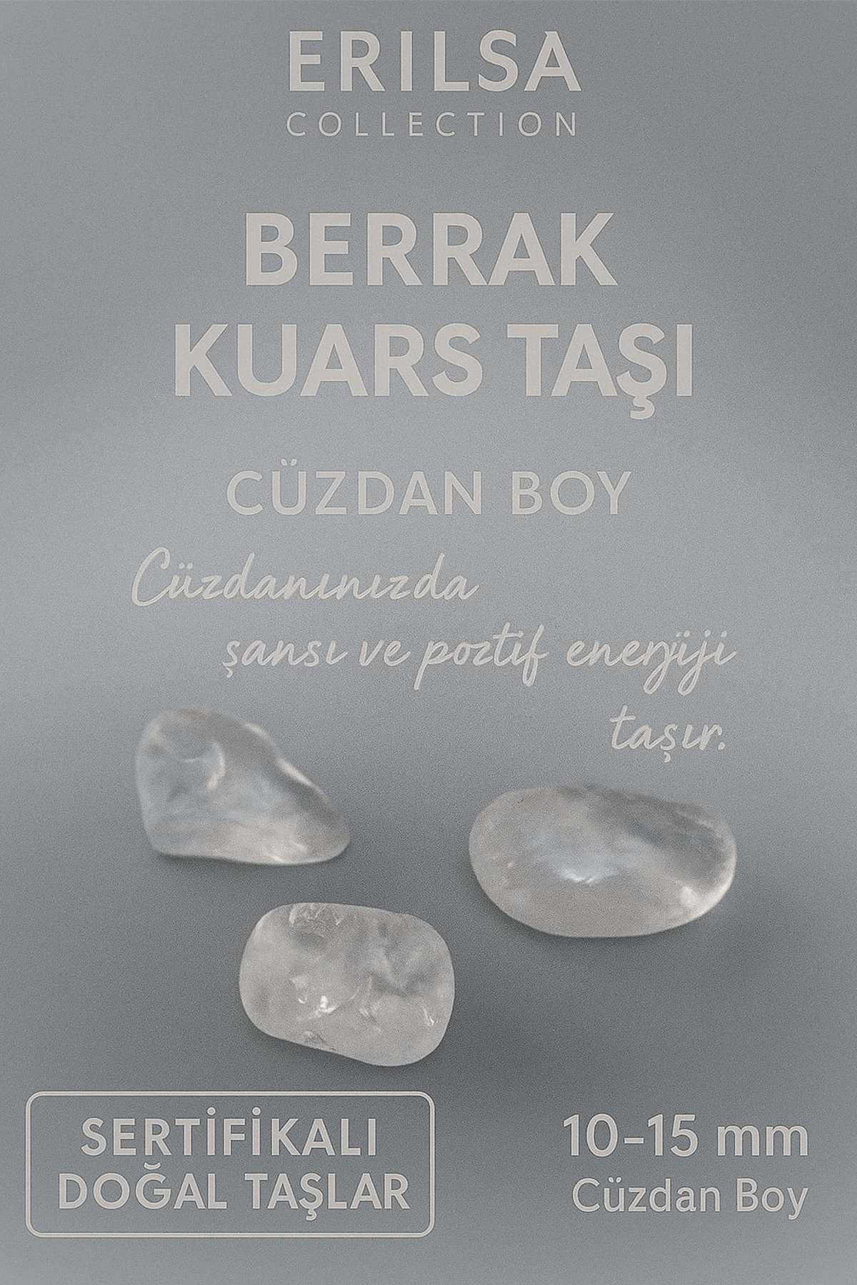 Sertifikalı Berrak Kuvars Taşı Kütle 10-15 mm Cüzdan Boy – Pozitif Enerji ve Şans Taşı