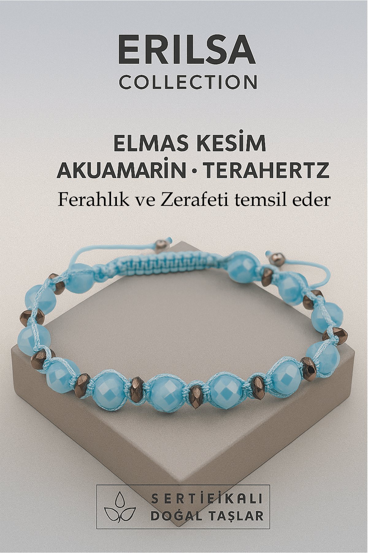 Sertifikalı Elmas Kesim Terahertz - Akuamarin Taşı Bileklik – Zerafet ve Ferahlık Taş