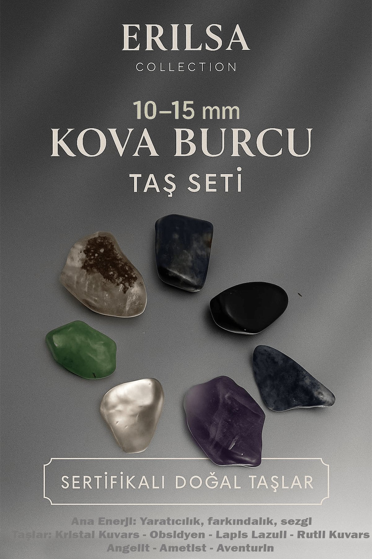 Sertifikalı Kova Burcu Doğal Taş Kütle Seti 10-15 mm - Yaratıcılık ve Sezgi Enerjisi Taşları