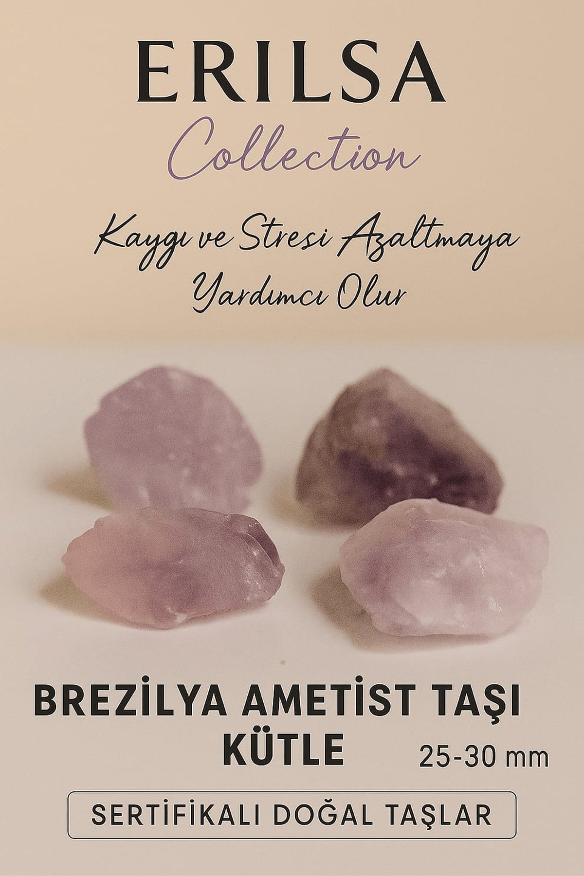 Sertikalı Brezilya Ametist Doğal Taş Kütle 25 30 mm Kaygı ve Stresi Azaltır