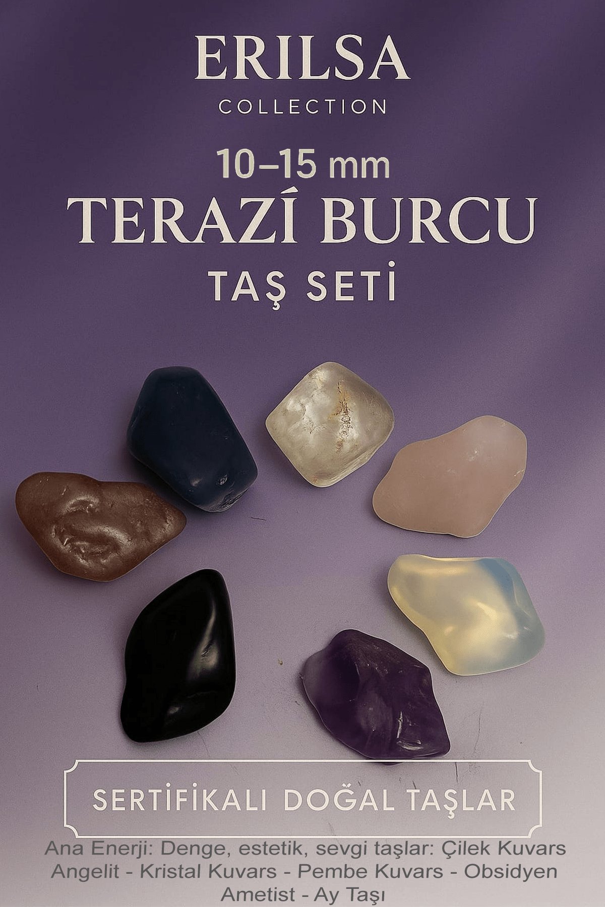 Sertifikalı Terazi Burcu Doğal Taş Kütle Seti 10-15 mm - Denge Estetik ve Sevgi Enerjisi