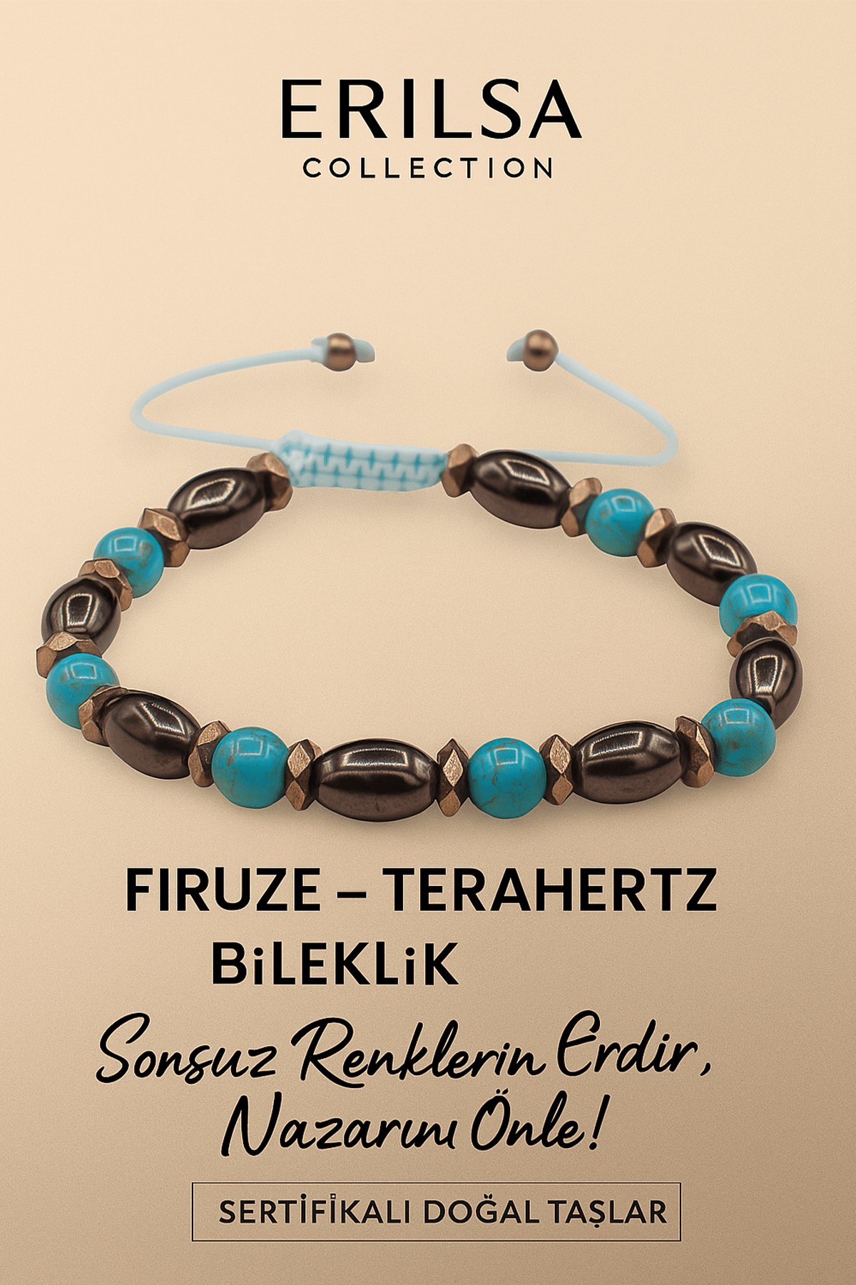 Sertifikalı Firuze Terahertz Taşı Bileklik – Sonsuz Enerjini Hisset, Nazarını Koruma Altına Al