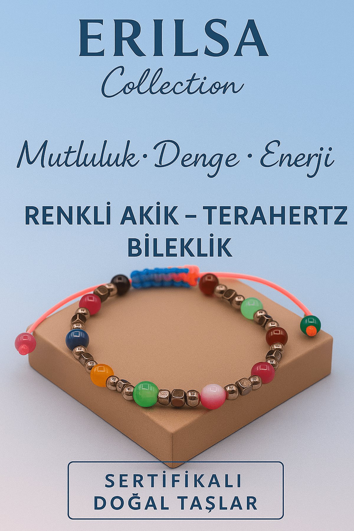 Sertifikalı Terahertz Renkli Akik Taşı Bileklik – Mutluluk, Denge ve Enerji Veren Doğal Taş