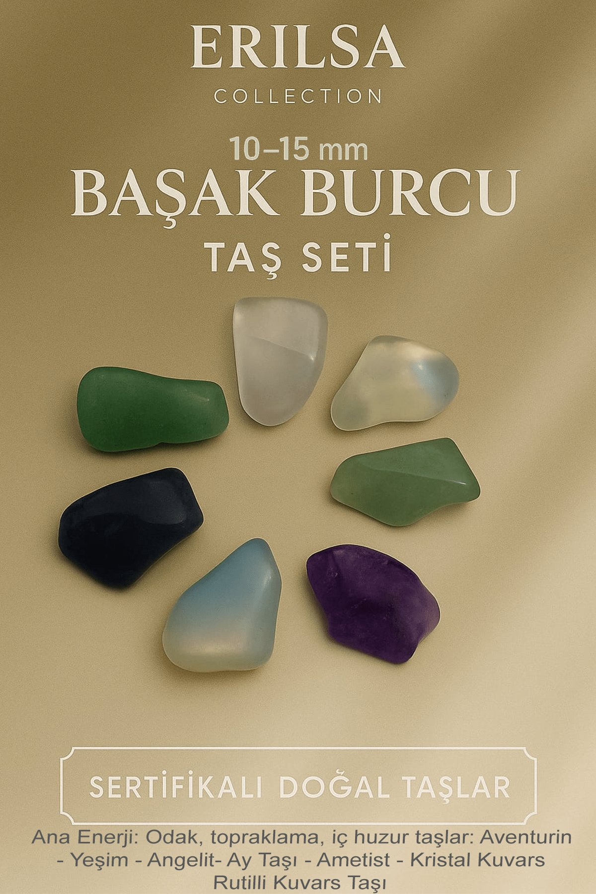 Sertifikalı Başak Burcu Doğal Taş Kütle Seti 10-15 mm - Odaklanma ve İç Huzur Enerjisi