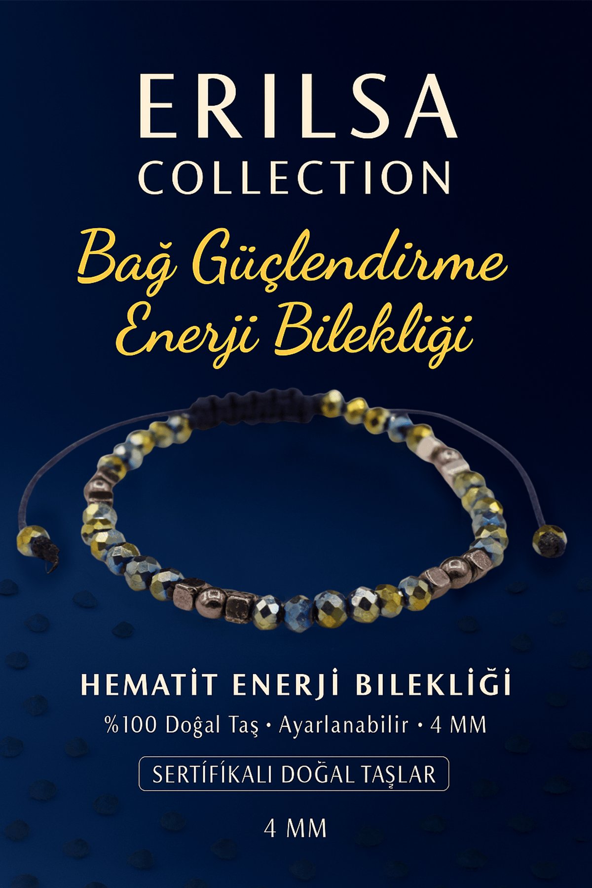 Sertifikalı Bağ Güçlendirme Enerji Aktivasyonu Bilekliği – Hematit Doğal Taş 4 mm