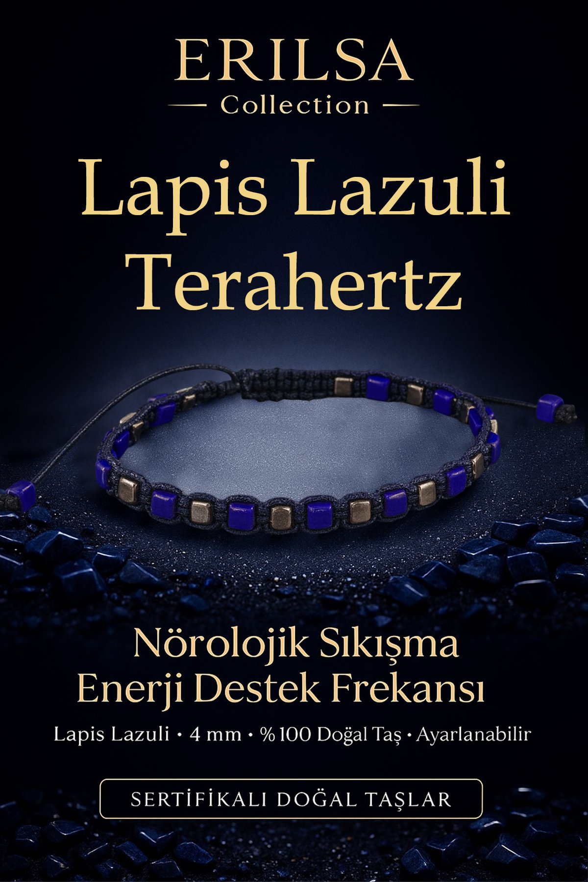 Sertifikalı Nörolojik Sıkışma Enerji Destek Frekansı – Lapis Lazuli ve Terahertz Doğal Taş 4 mm