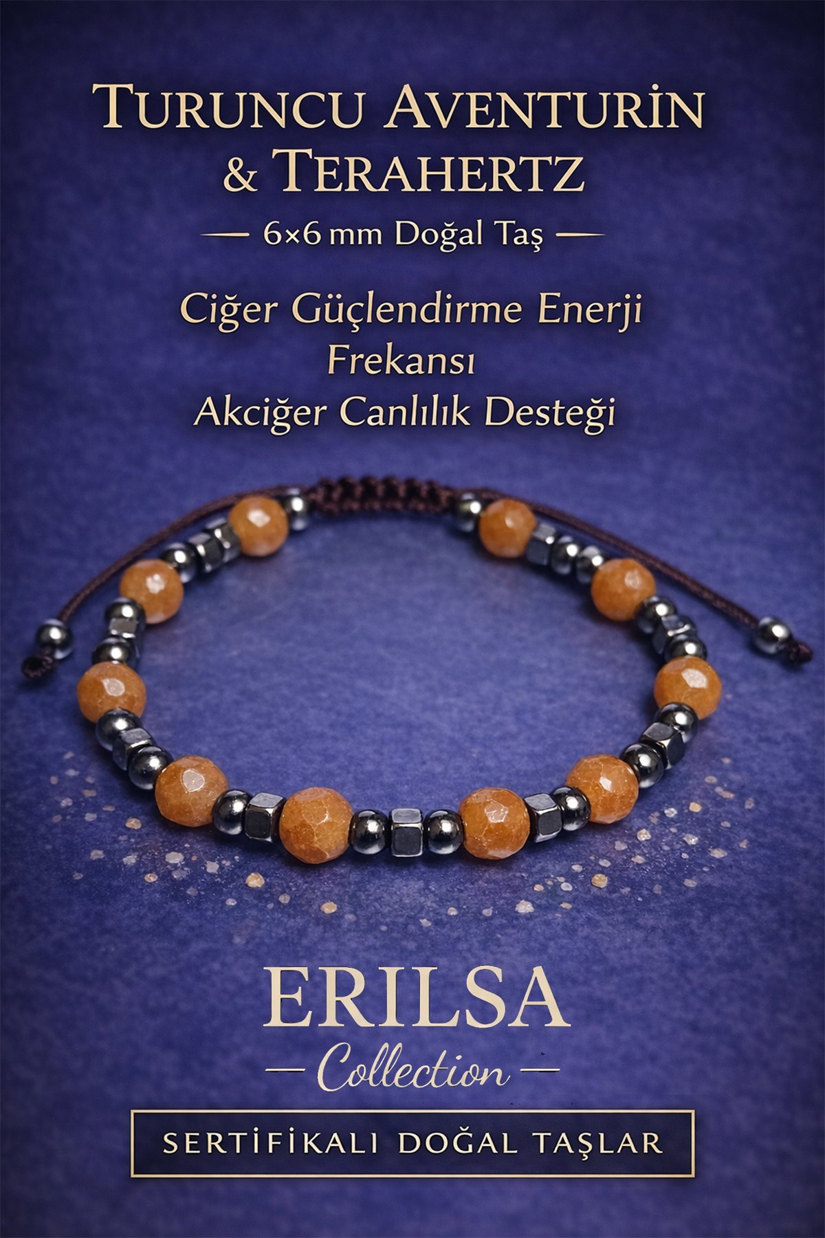 Sertifikalı Ciğer Güçlendirme Frekansı Akciğer Canlılık Destek Bilekliği – Turuncu Aventurin Doğal