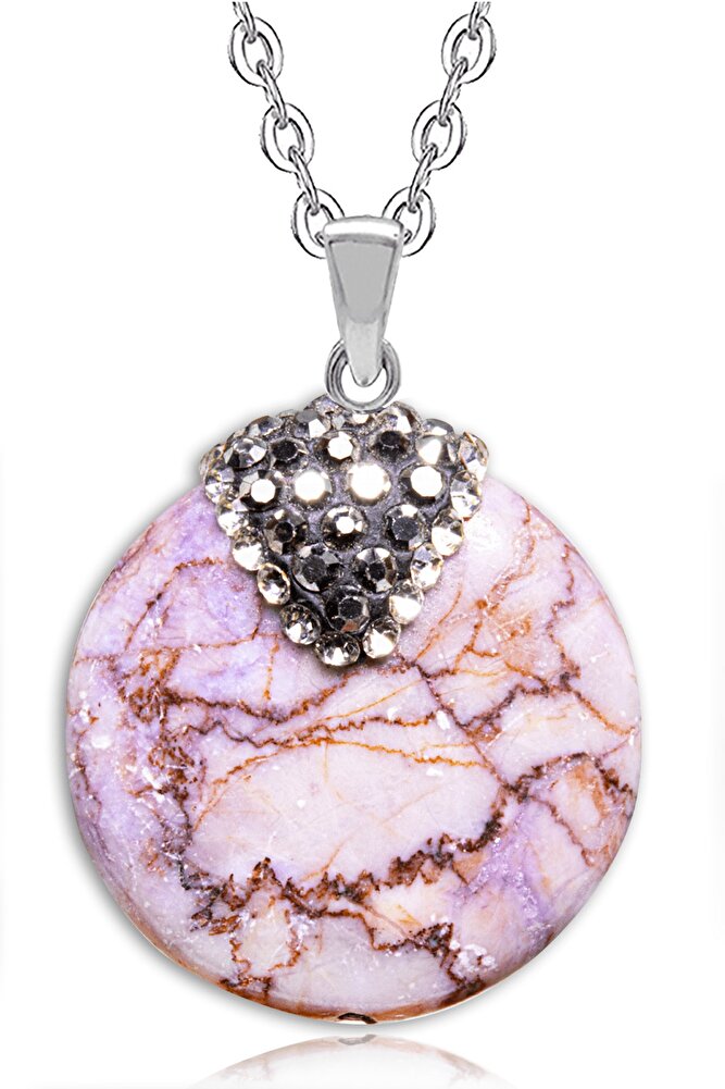 Sertifikalı Zirkonlu Doğal Çeroit Taşı Kolye