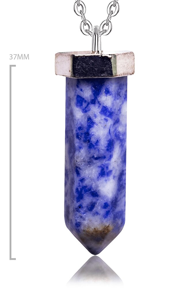 Sertifikalı Gerçek Çivi Model Doğal Lapis Lazuli Taşı Kolye - Tel Sargılı