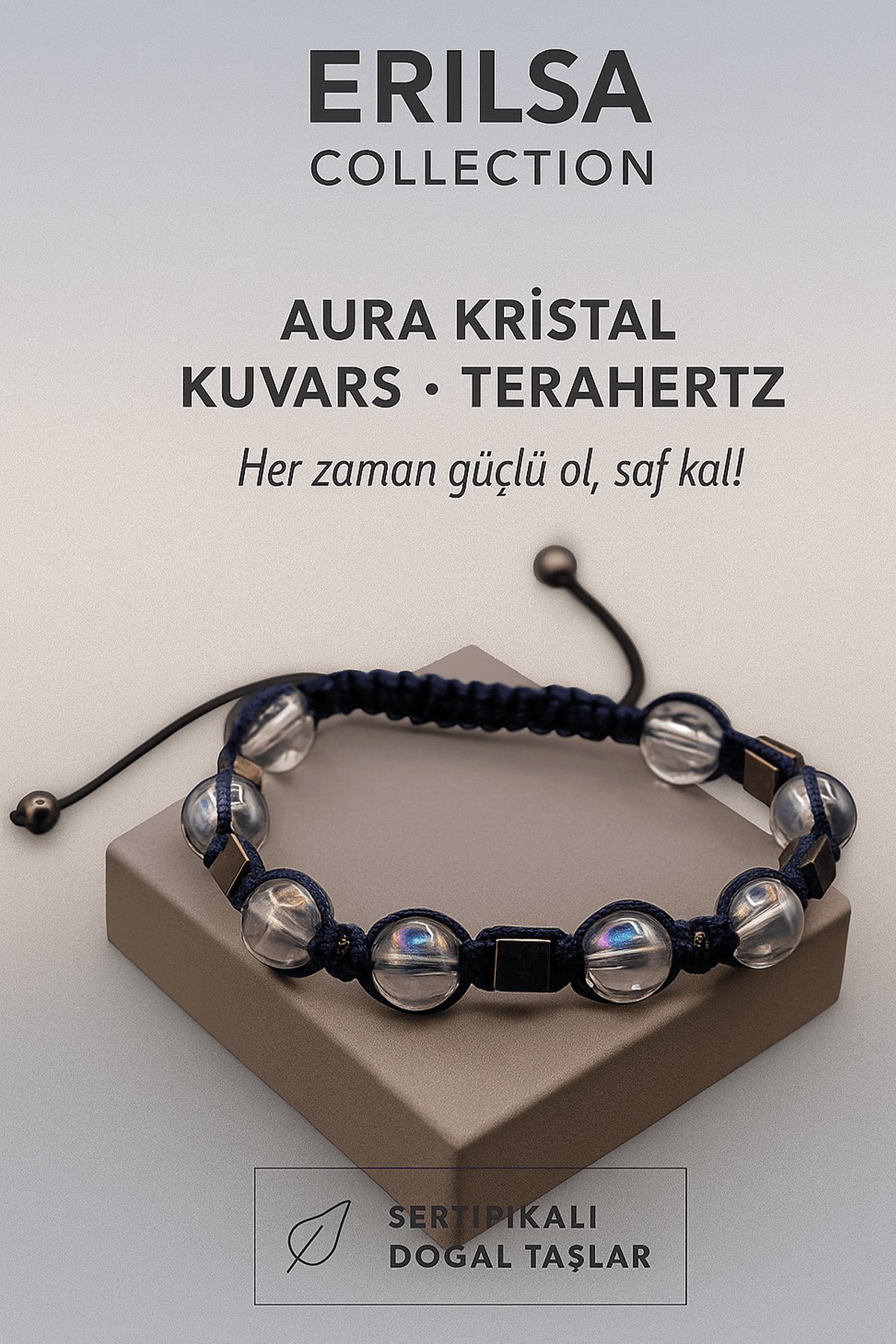 Sertifikalı Aura Kristal Kuvars Terahertz Taşı Bileklik – Her Zaman Güçlü Ol, Saf Kal