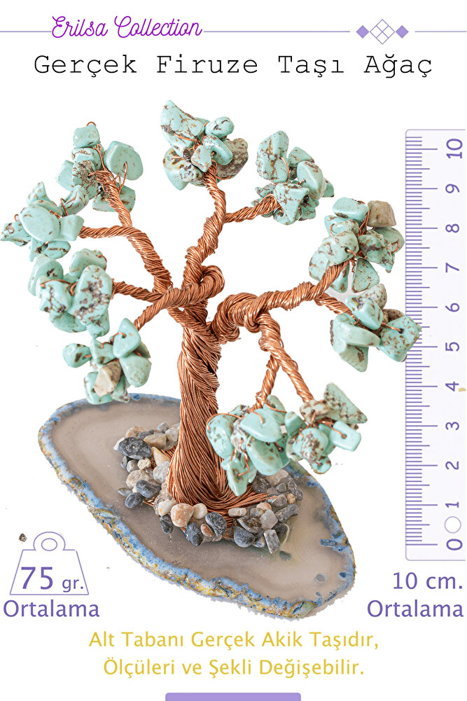 Sertifikalı Gerçek Firuze (turkuaz) Taşı Ağaç - Akik Plakalı
